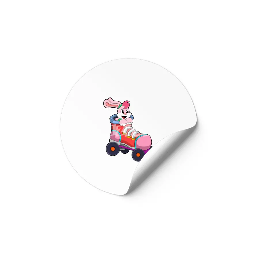 Rabbit as Inline Skater with Inline Skates Etiket