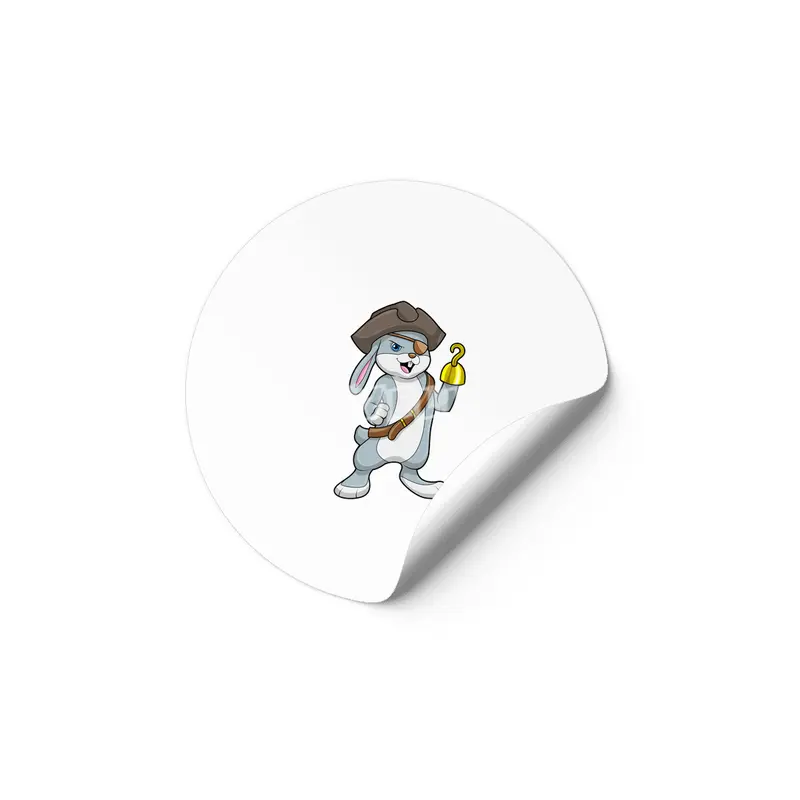 Rabbit as Pirate with Hook hand & Pirate hat Etiket