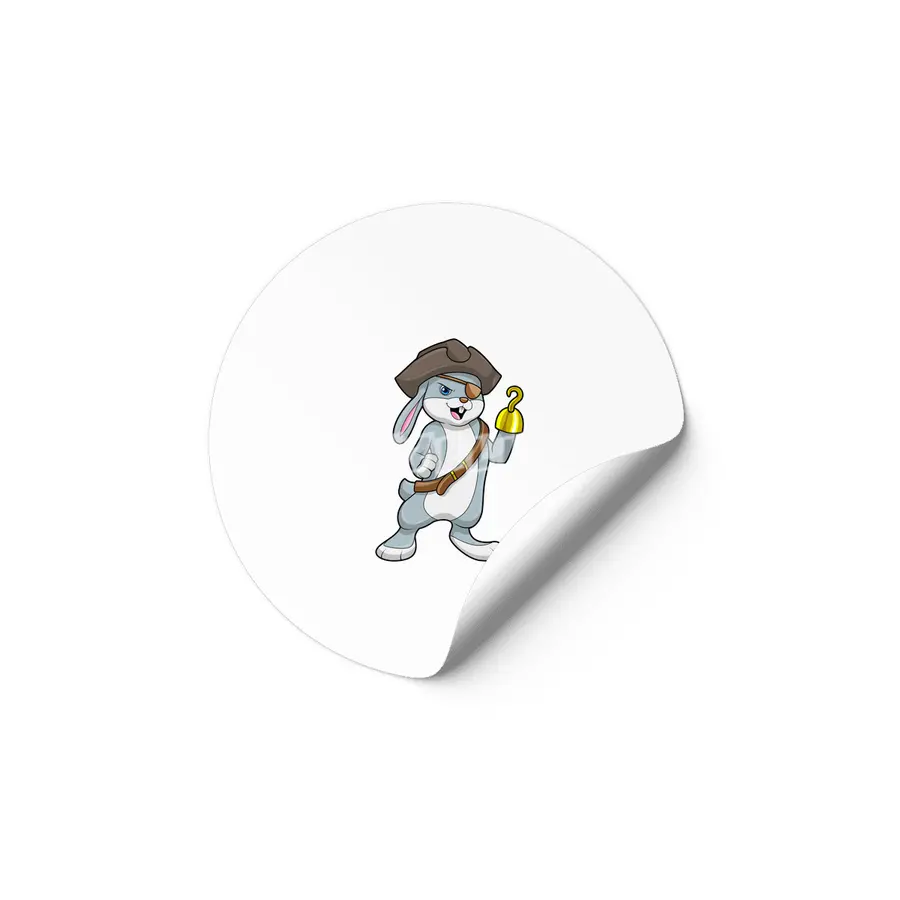 Rabbit as Pirate with Hook hand & Pirate hat Etiket