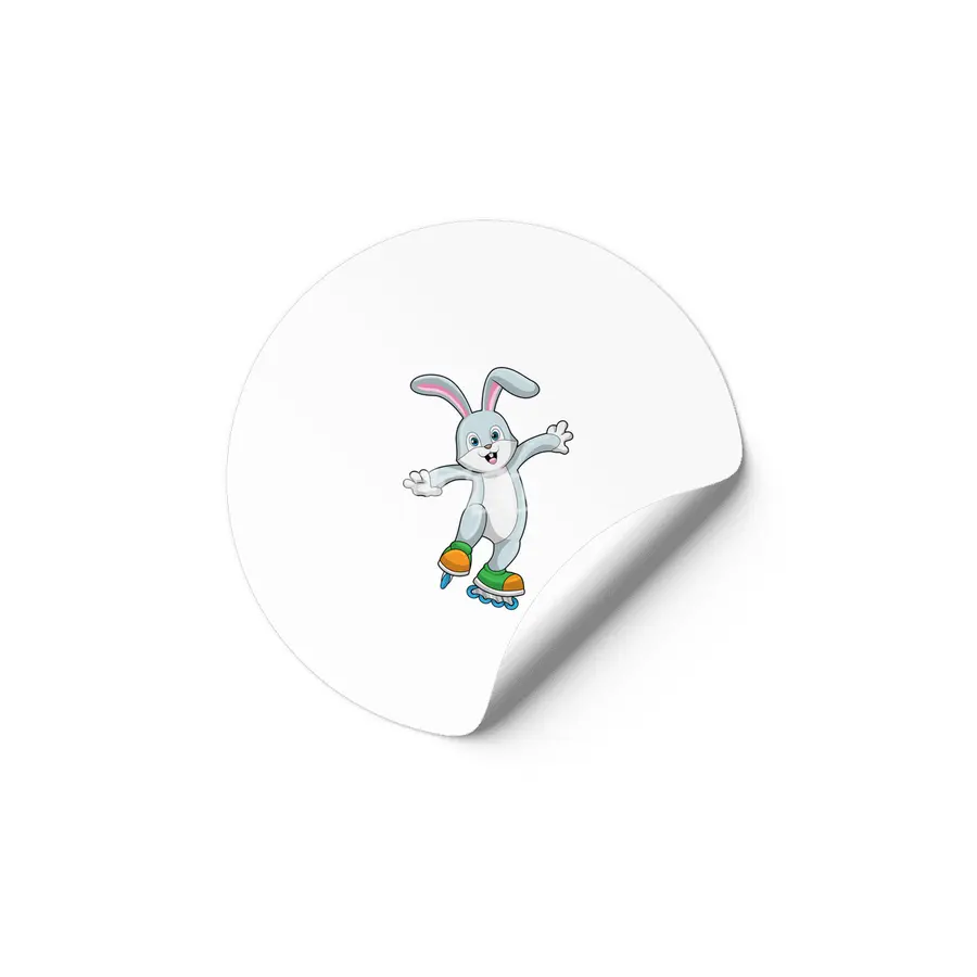 Rabbit as Skater with Inline skates Etiket