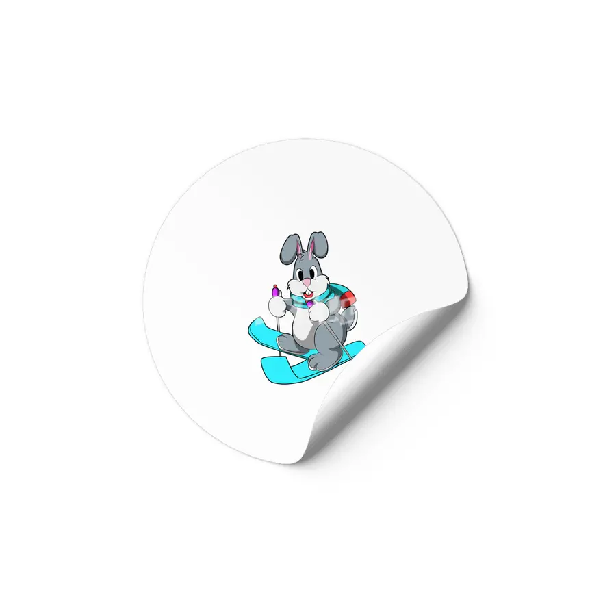 Rabbit as Skier with Skis Etiket