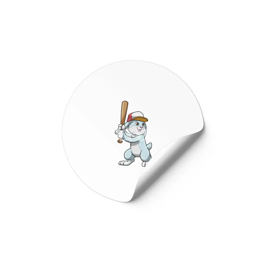 Rabbit at Baseball with Baseball bat Etiket