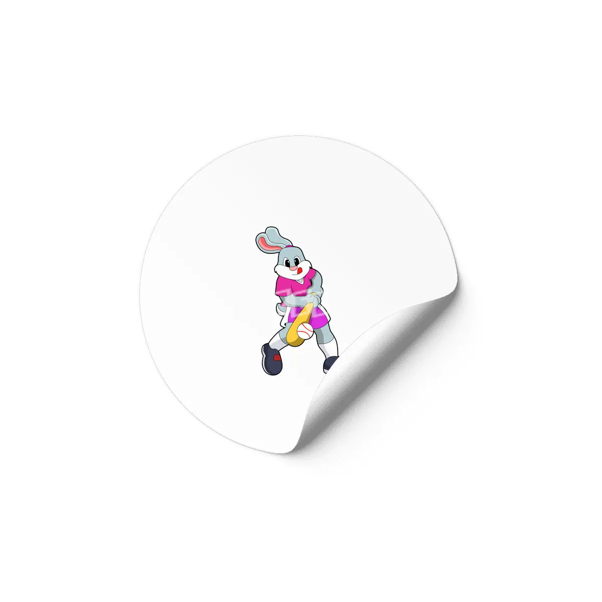 Rabbit at Baseball with Baseball bat Etiket