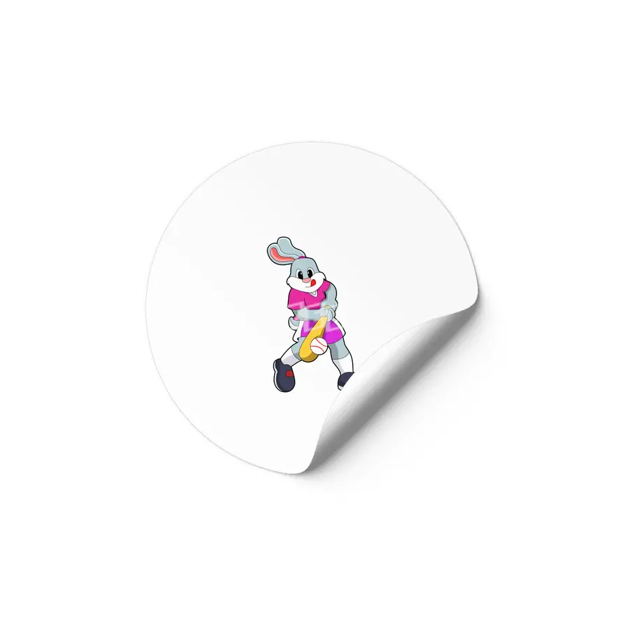 Rabbit at Baseball with Baseball bat Etiket