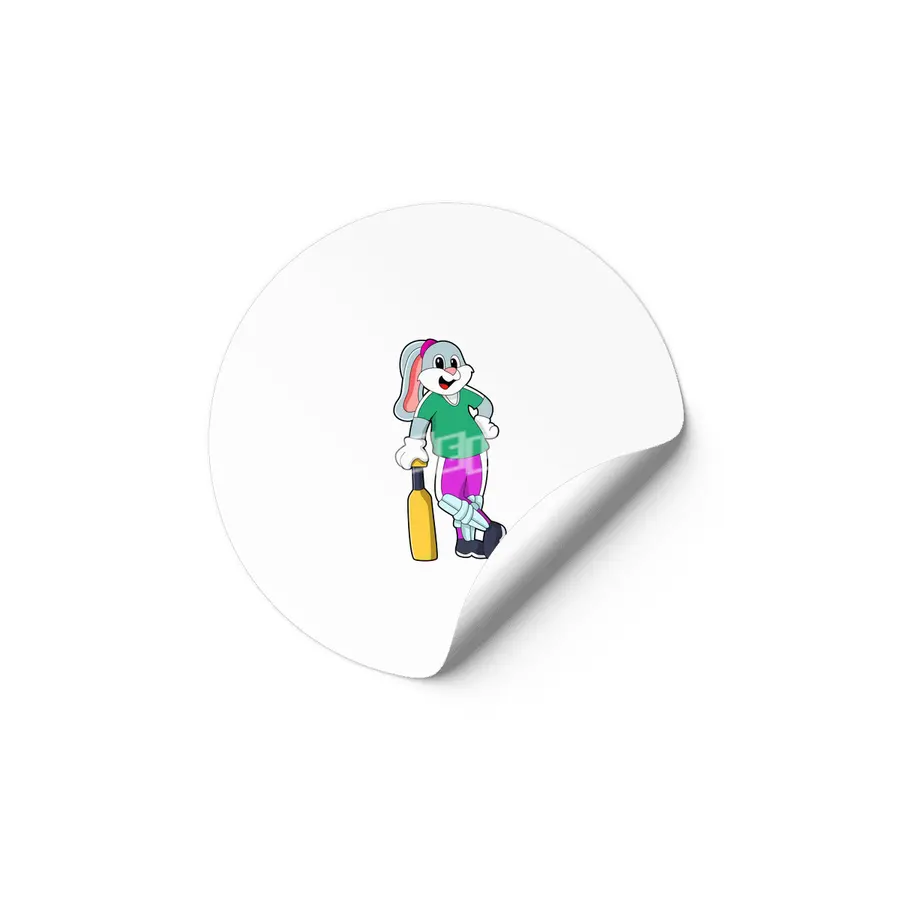 Rabbit at Cricket with Cricket bat Etiket