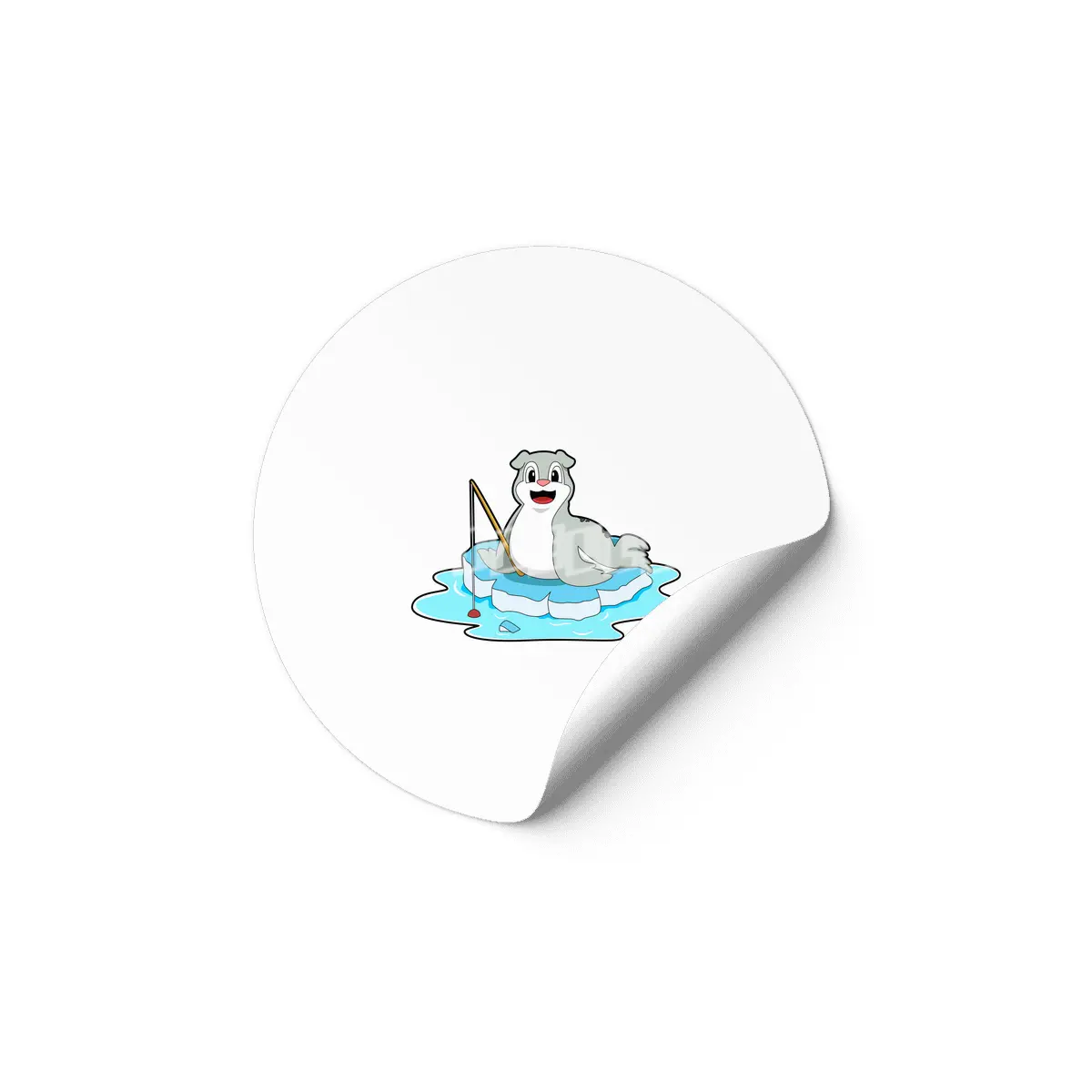 Seal at Fishing with Fishing rod Etiket