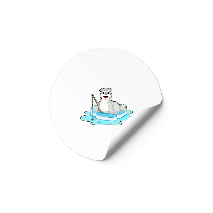 Seal at Fishing with Fishing rod Etiket