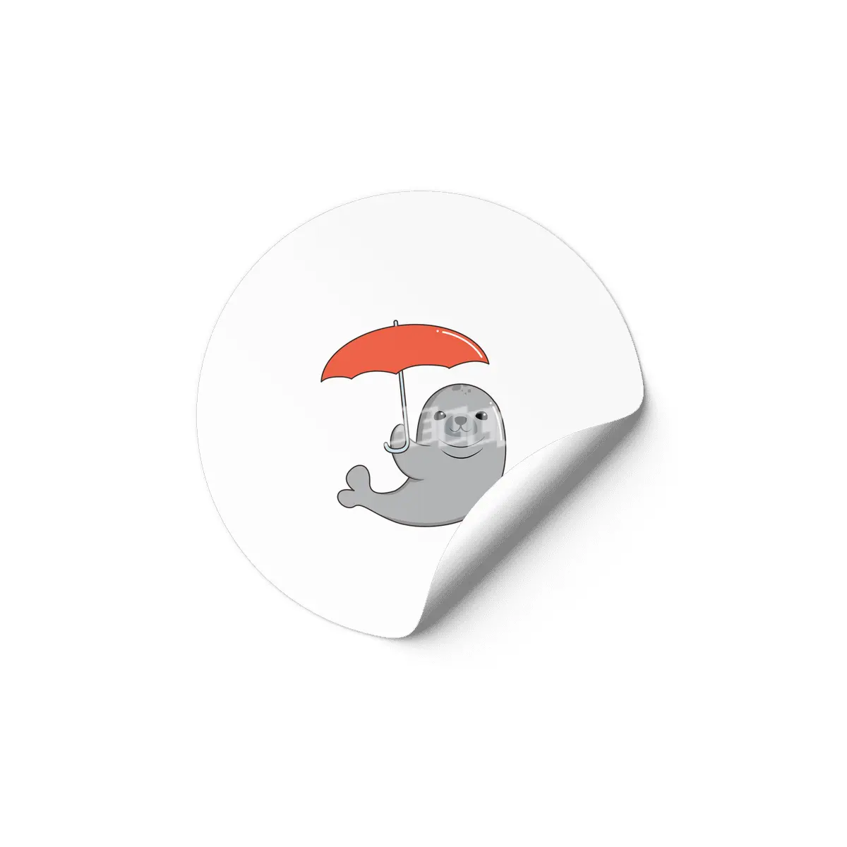 Seal with Umbrella Etiket