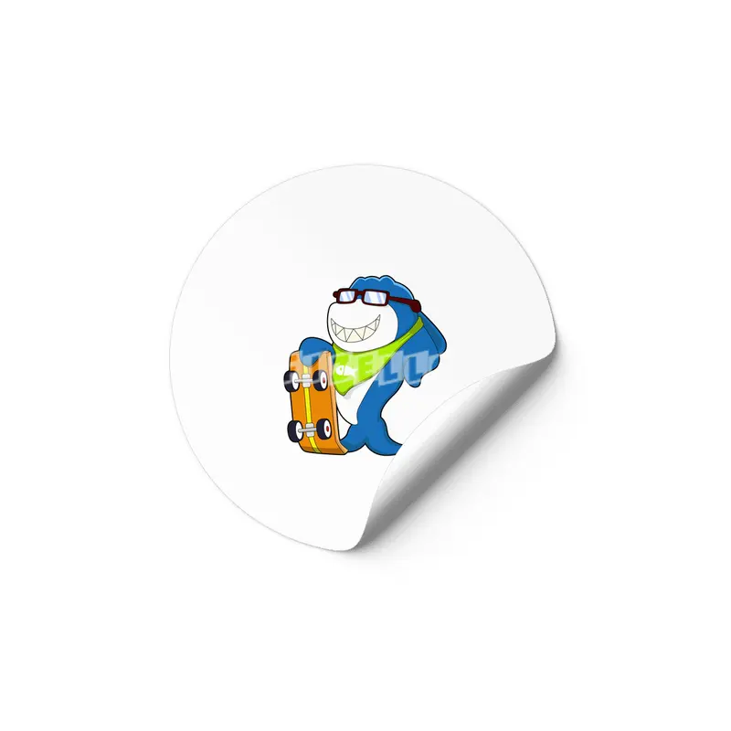 Shark as Skater with Skateboard Etiket