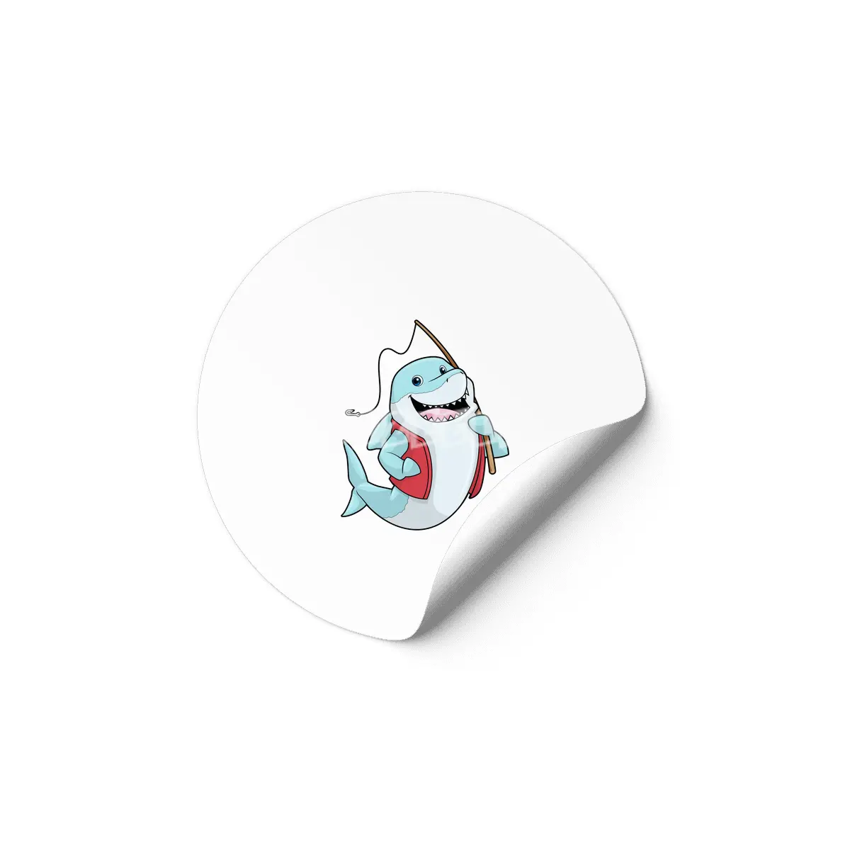 Shark at Fishing with Fishing rod Etiket