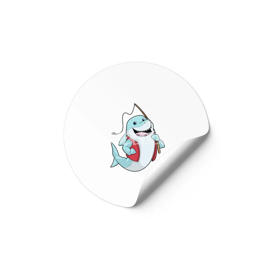 Shark at Fishing with Fishing rod Etiket