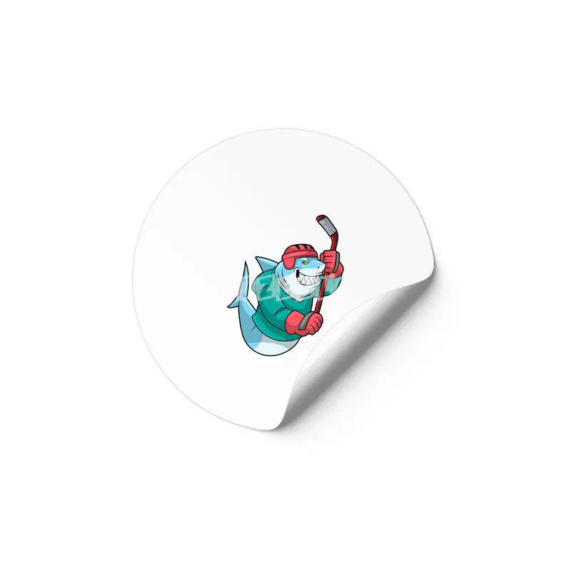 Shark at Ice hockey with Ice hockey stick & Helmet Etiket