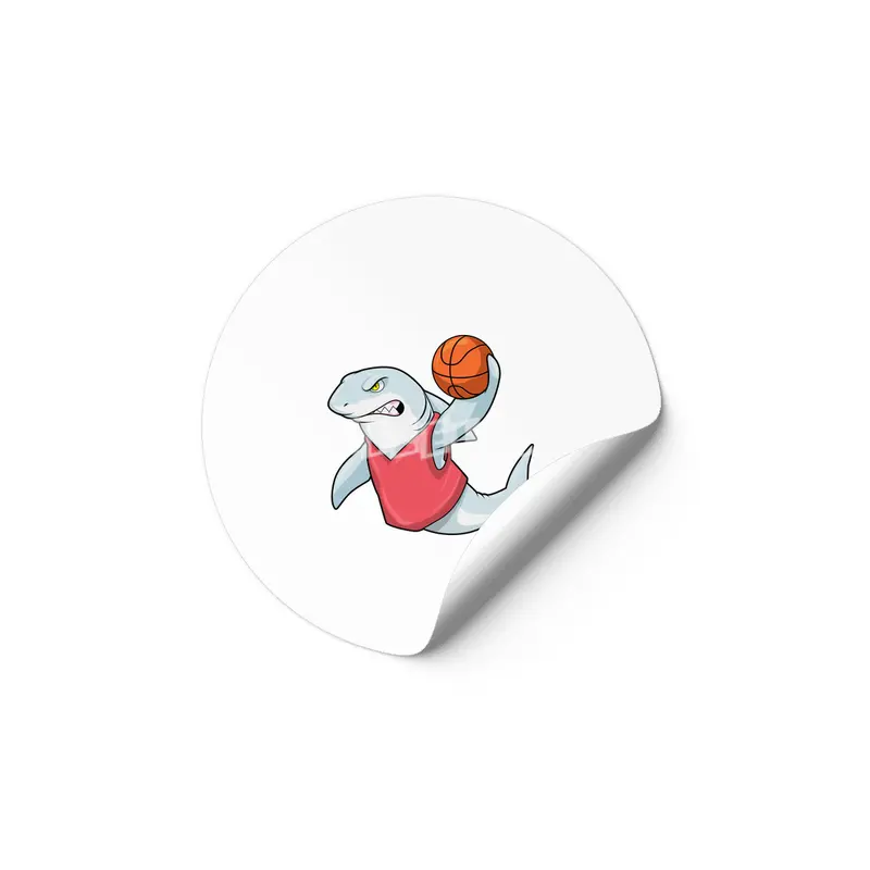 Shark at Sports with Basketball Etiket
