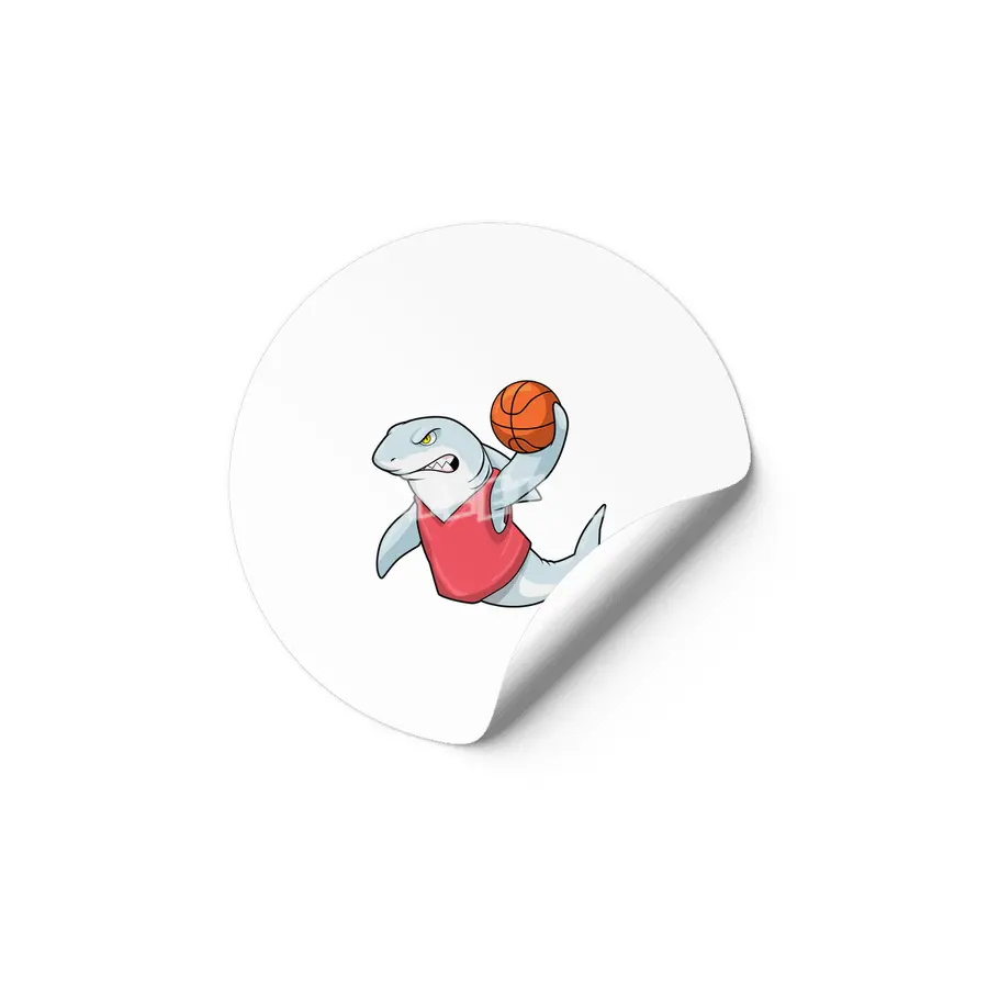 Shark at Sports with Basketball Etiket