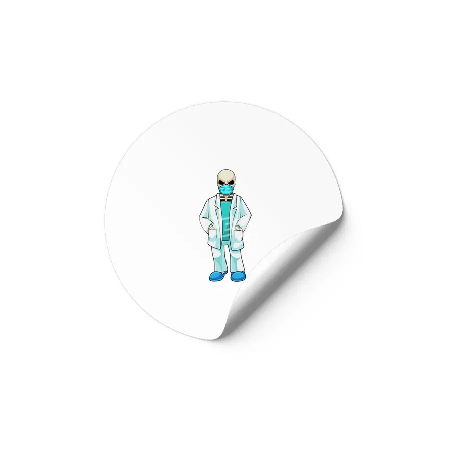 Skeleton as Doctor with Face mask Etiket