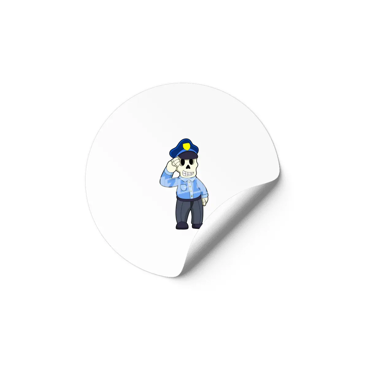 Skeleton as Police officer with Police hat Etiket