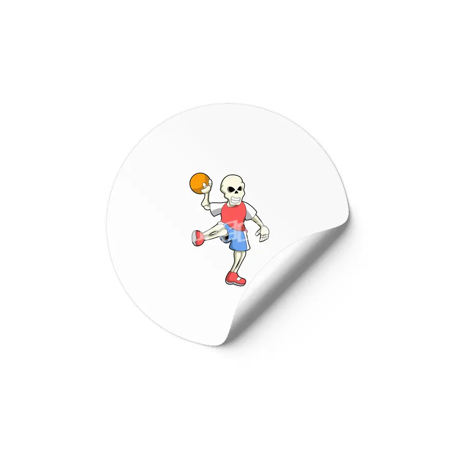 Skeleton at Handball player with Handball Etiket