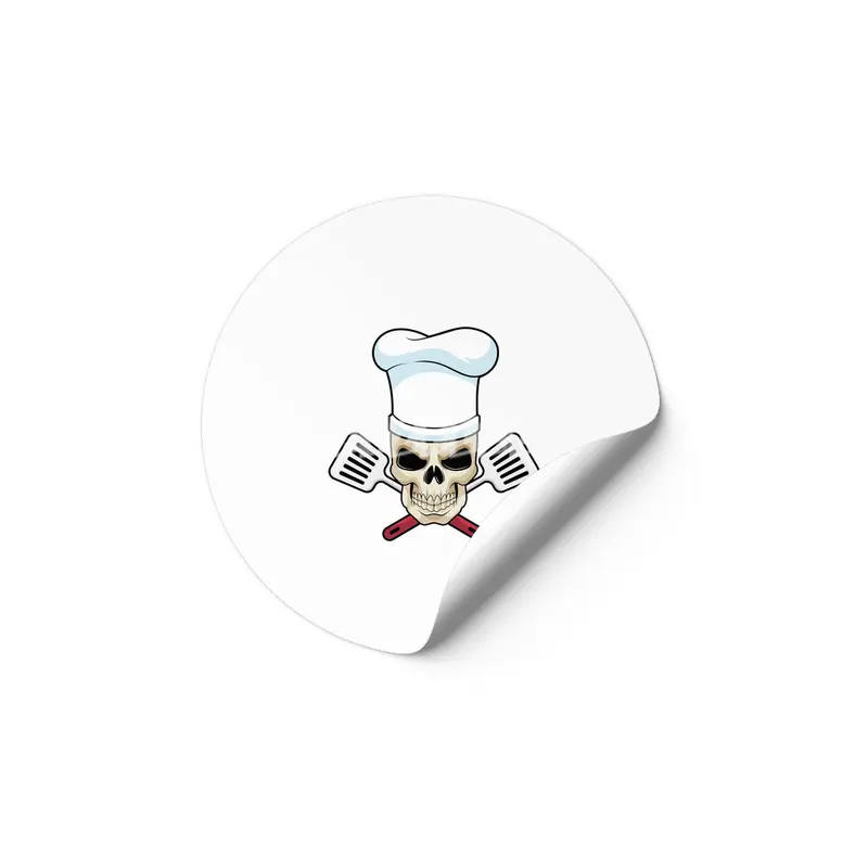 Skull as Cook with Cooking hat Etiket