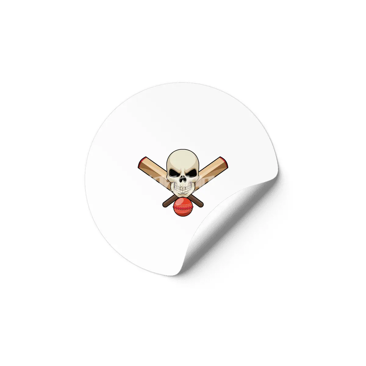 Skull at Cricket with Cricket bat Etiket