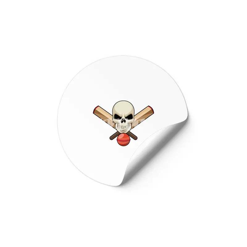 Skull at Cricket with Cricket bat Etiket