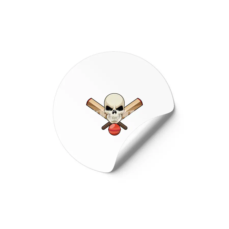 Skull at Cricket with Cricket bat Etiket