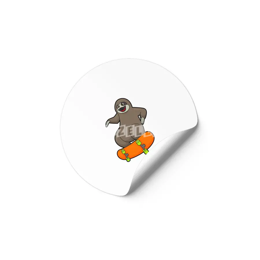 Sloth as Skater with Skateboard Etiket