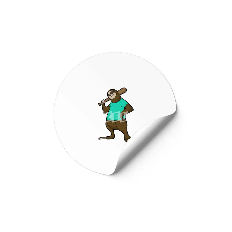 Sloth at Baseball with Baseball bat Etiket