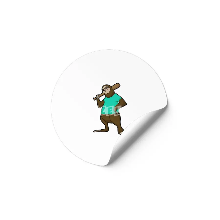 Sloth at Baseball with Baseball bat Etiket