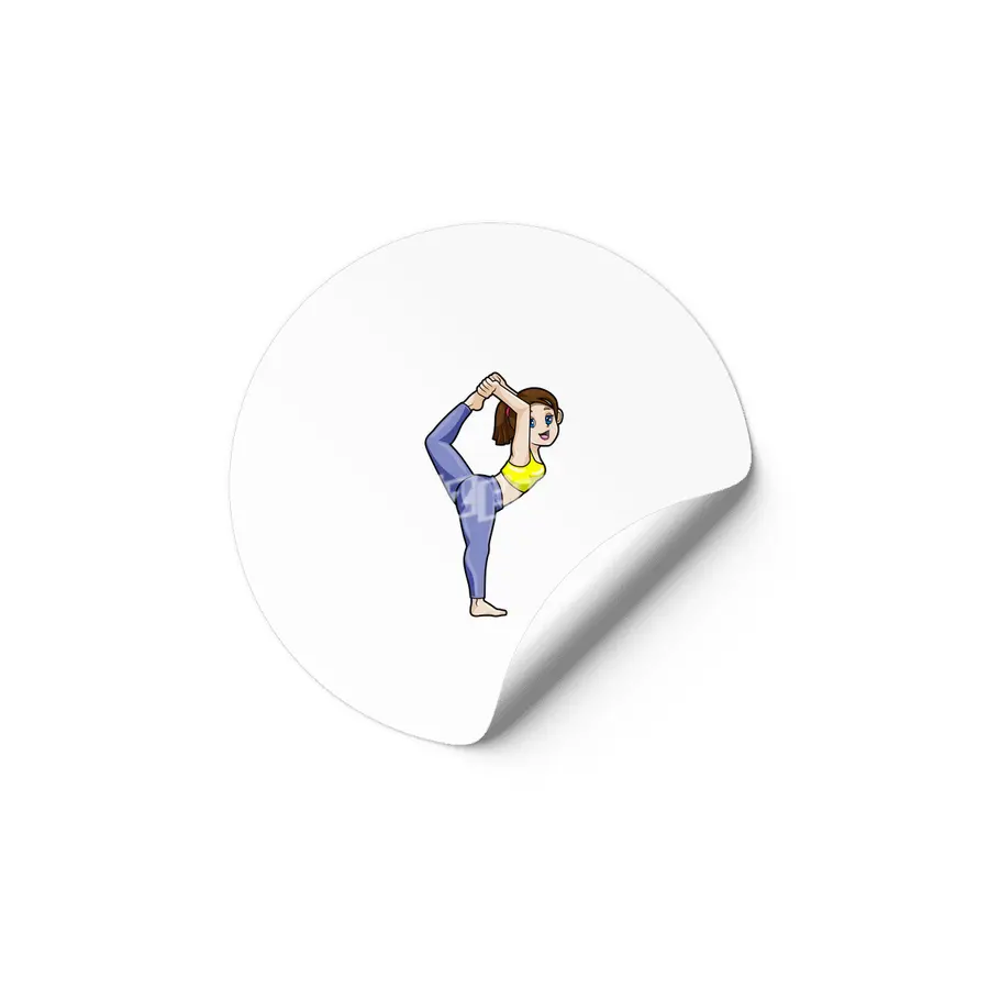 Woman at Yoga Stretching exercises Legs Etiket