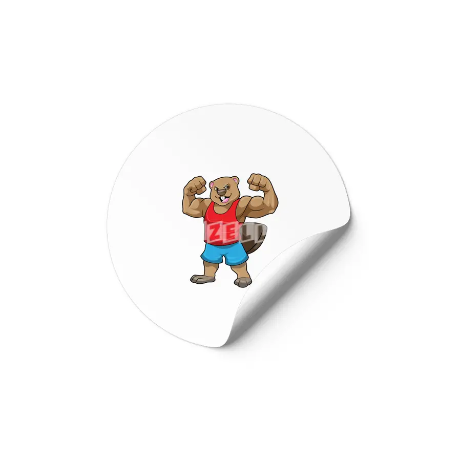 Beaver as Bodybuilder with big Upper arms Etiket