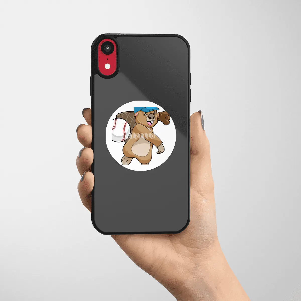 Beaver at Baseball Sports with Cap Etiket