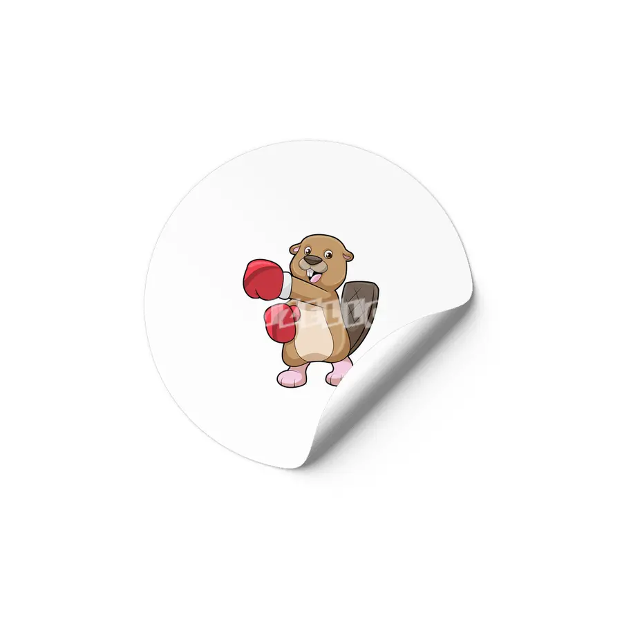 Beaver at Boxing with Boxing gloves Etiket