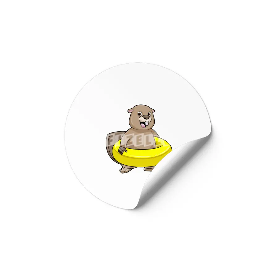 Beaver at Swimming with Swim ring Etiket