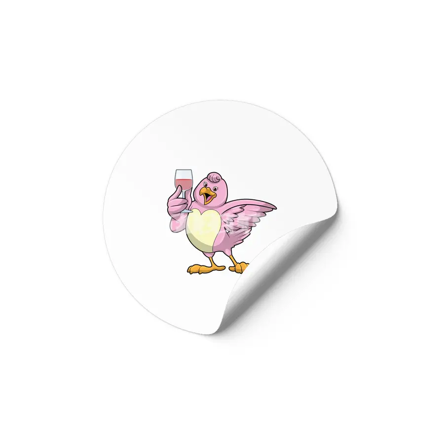 Bird with Glass of Red wine Etiket