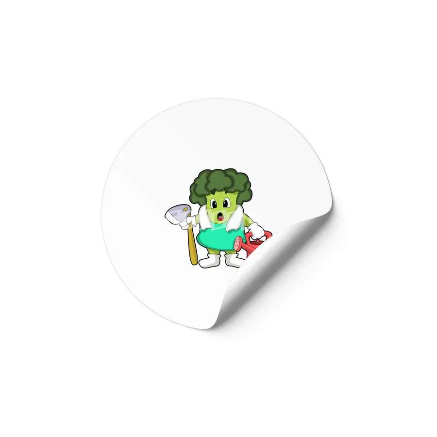Broccoli as Farmer with Watering can Etiket