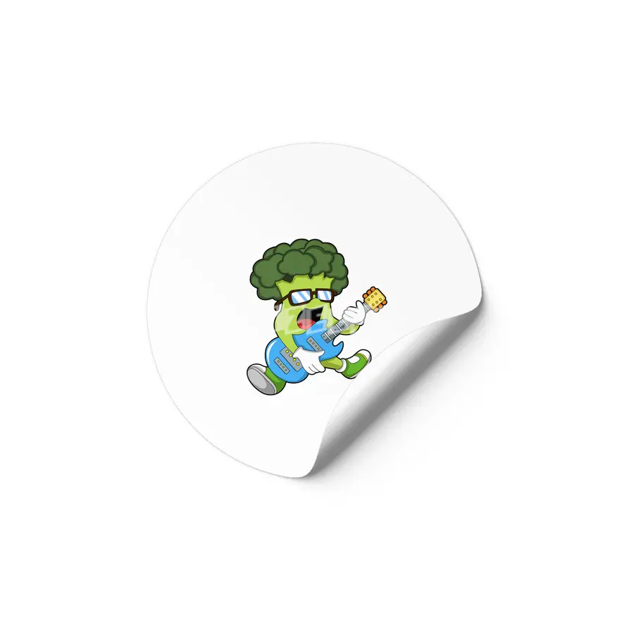 Broccoli as Musician with Guitar Etiket