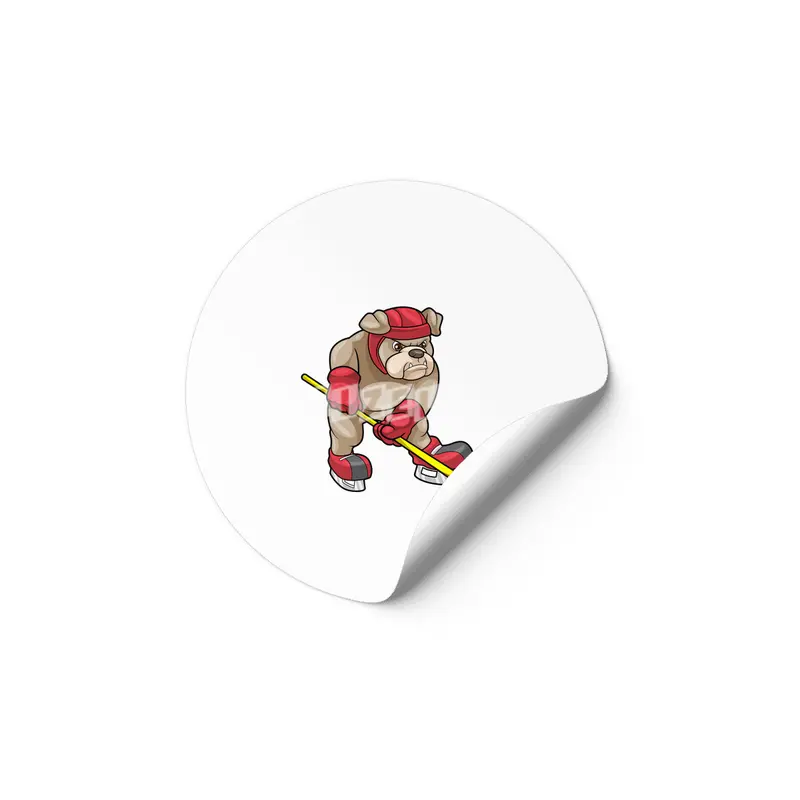Bulldog at Ice hockey with Ice hockey stick Etiket