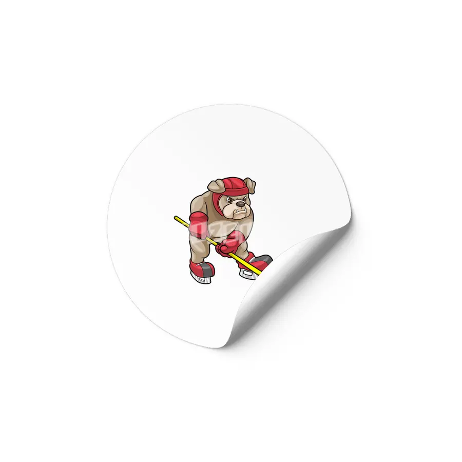 Bulldog at Ice hockey with Ice hockey stick Etiket