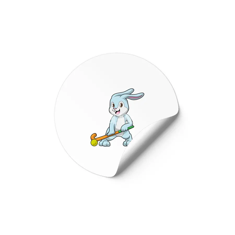 Bunny at Field hockey with Hockey stick Etiket