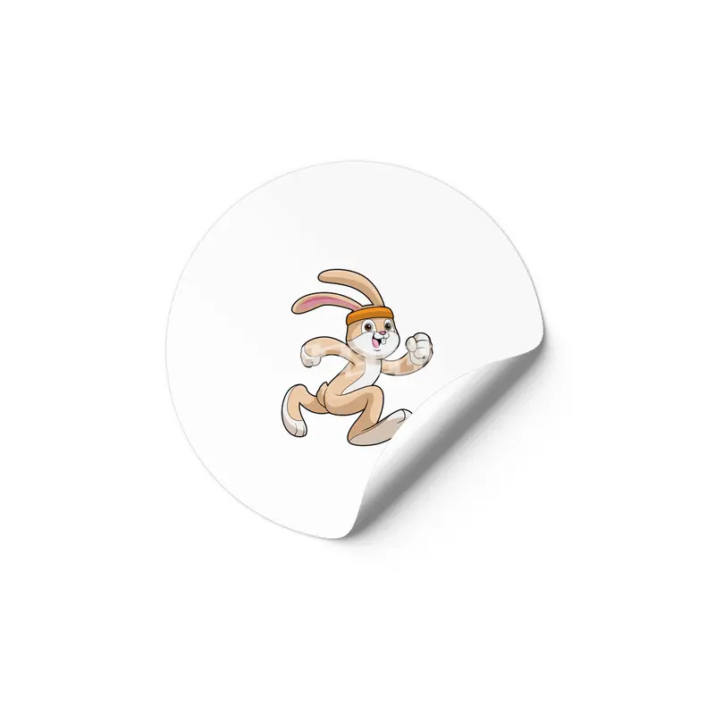 Bunny at Running with Headband Etiket