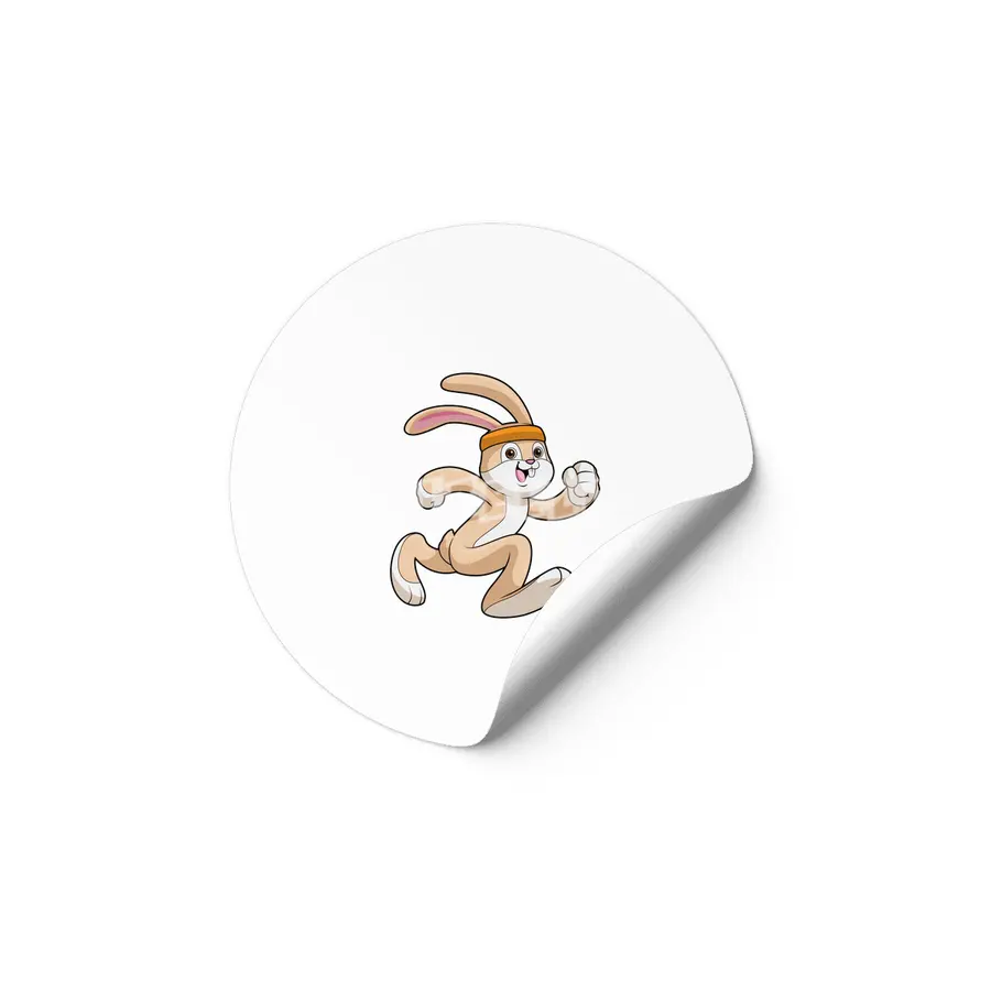 Bunny at Running with Headband Etiket
