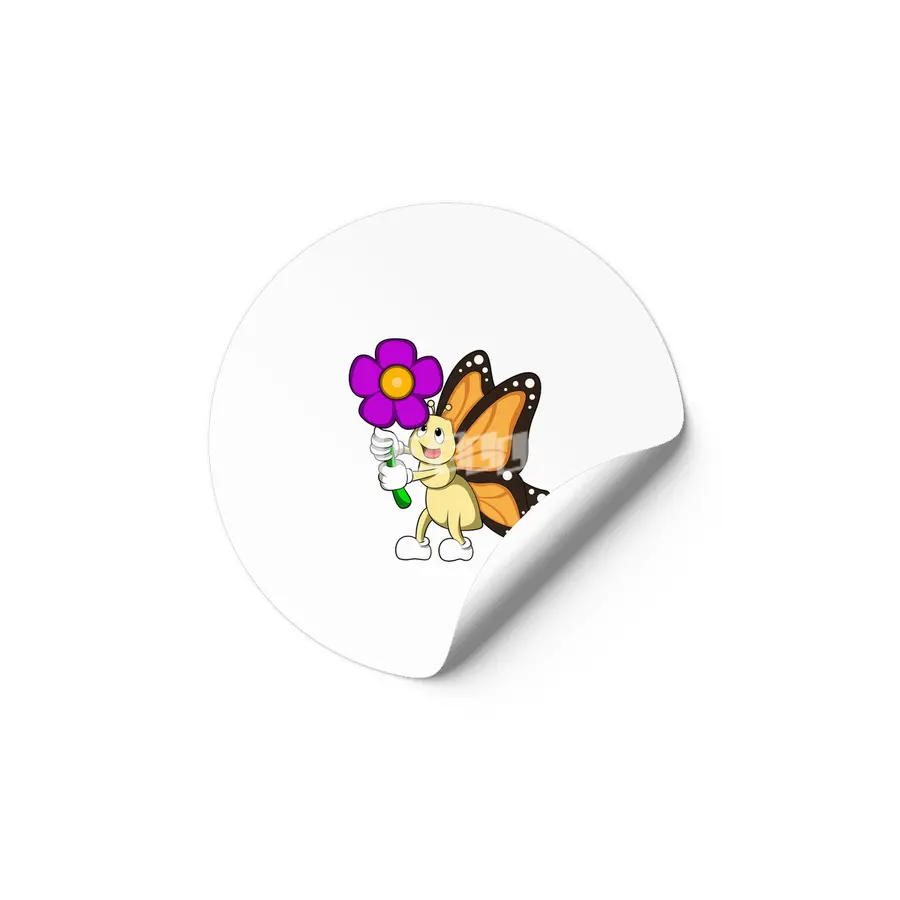 Butterfly with Flower Etiket
