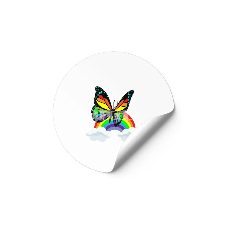 Butterfly with Rainbow Etiket