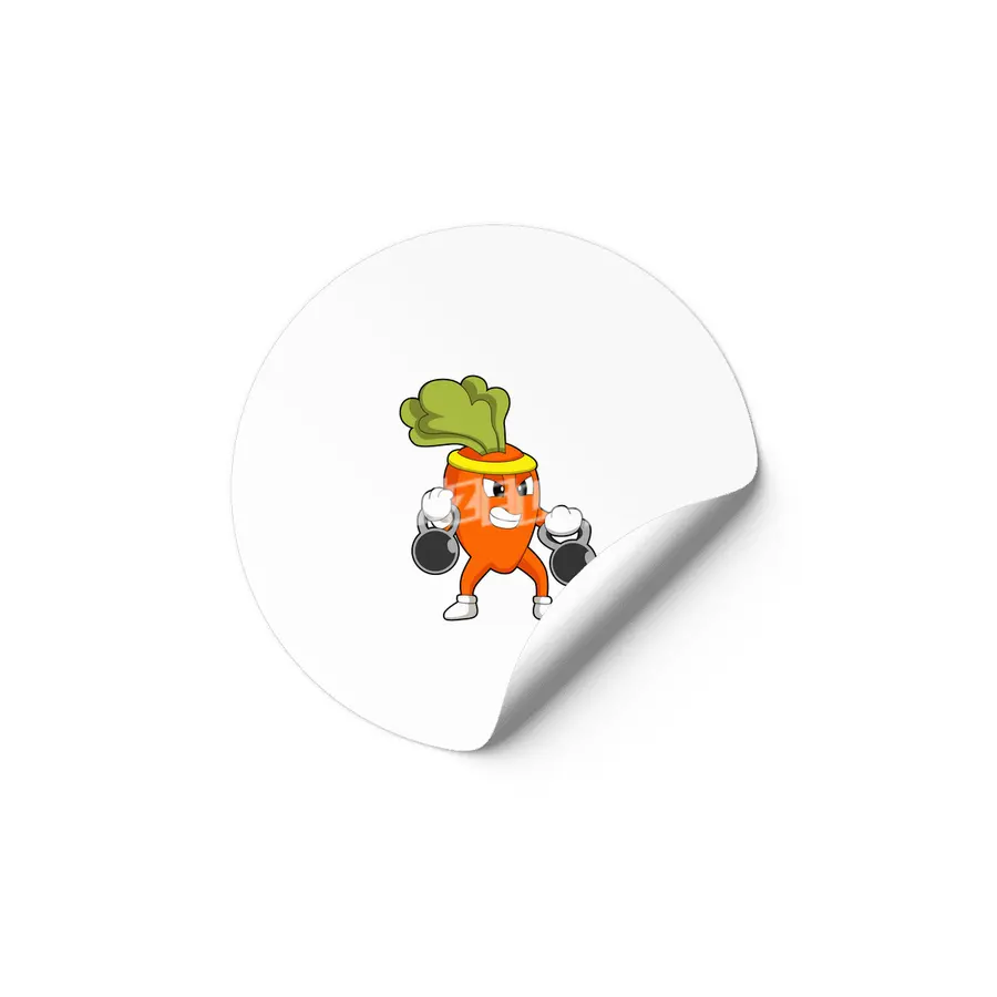 Carrot at Fitness with Dumbbells Etiket