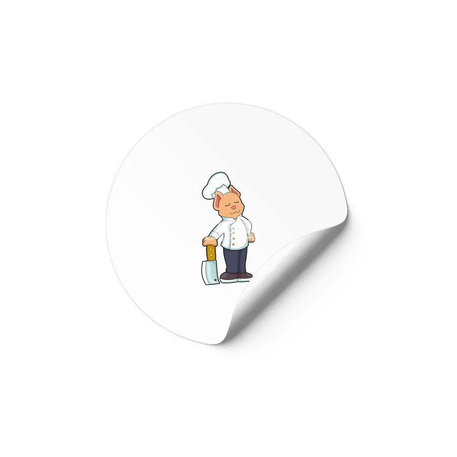Cat as Cook with Cutting knife Etiket