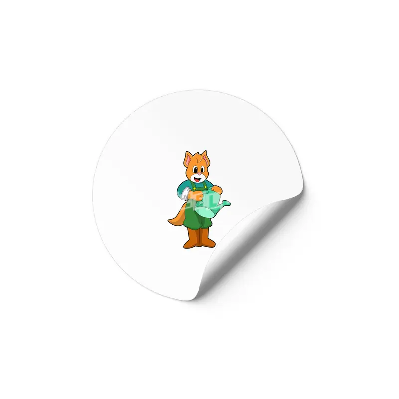 Cat as Farmer with Watering can Etiket