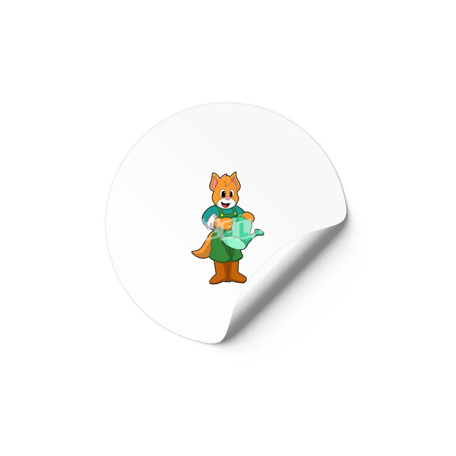 Cat as Farmer with Watering can Etiket