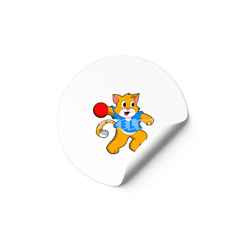 Cat as Handball player with handball Etiket