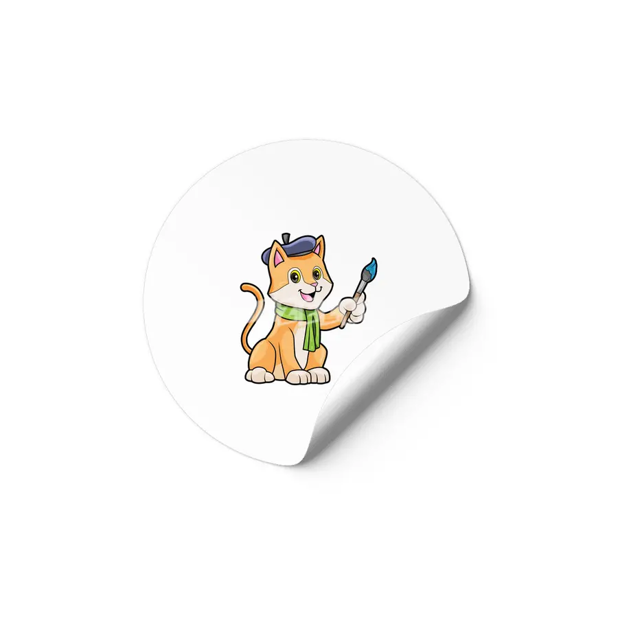Cat as Painter with Brush & Scarf Etiket