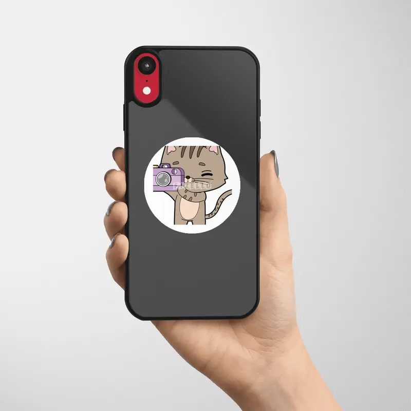Cat as Photographer with Camera Etiket